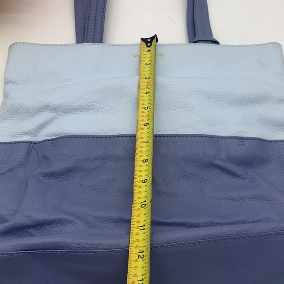 Cole Haan Light Blue Periwinkle Leather Tote Bag with leather pouch - Picture 13 of 14